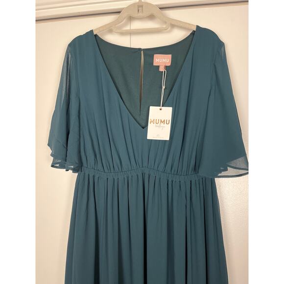Show Me Your mumu Emily Empire Maxi Dress Emerald Green Chiffon Classic - Picture 5 of 8